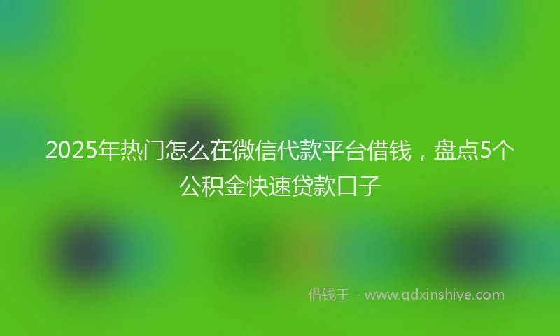 2025年热门怎么在微信代款平台借钱，盘点5个公积金快速贷款口子