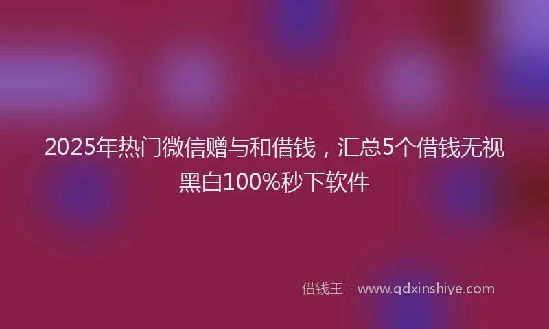 2025年热门微信赠与和借钱，汇总5个借钱无视黑白100%秒下软件