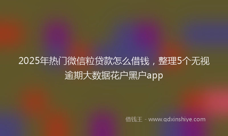 2025年热门微信粒贷款怎么借钱，整理5个无视逾期大数据花户黑户app