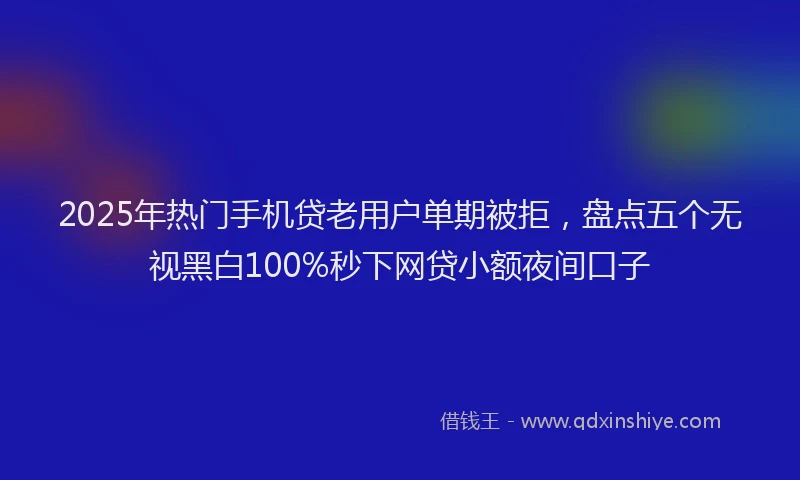 2025年热门手机贷老用户单期被拒，盘点五个无视黑白100%秒下网贷小额夜间口子