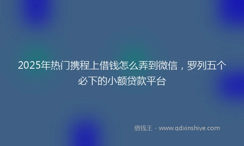 2025年热门携程上借钱怎么弄到微信，罗列五个必下的小额贷款平台