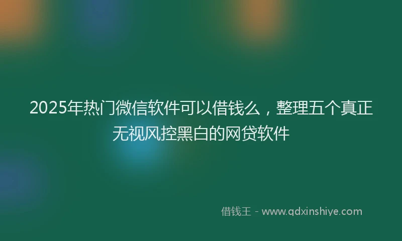 2025年热门微信软件可以借钱么，整理五个真正无视风控黑白的网贷软件