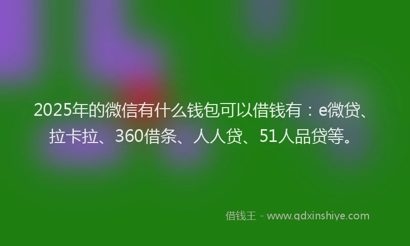 2025年的微信有什么钱包可以借钱有：e微贷、拉卡拉、360借条、人人贷、51人品贷等。