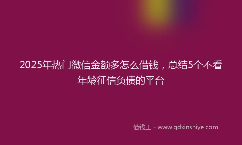 2025年热门微信金额多怎么借钱，总结5个不看年龄征信负债的平台