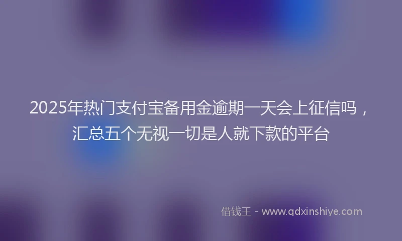 2025年热门支付宝备用金逾期一天会上征信吗，汇总五个无视一切是人就下款的平台