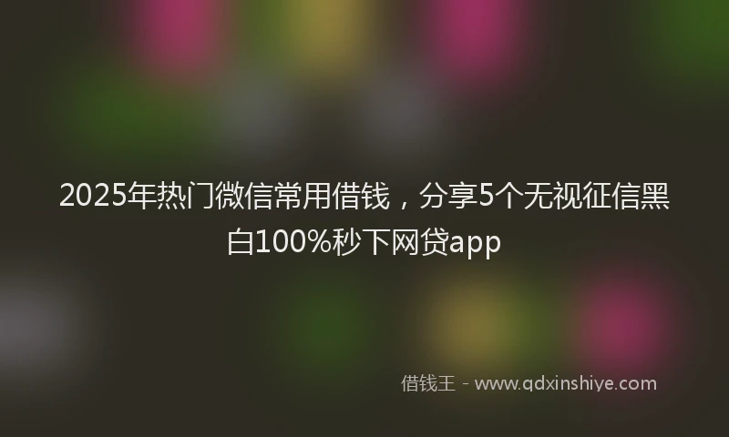 2025年热门微信常用借钱，分享5个无视征信黑白100%秒下网贷app