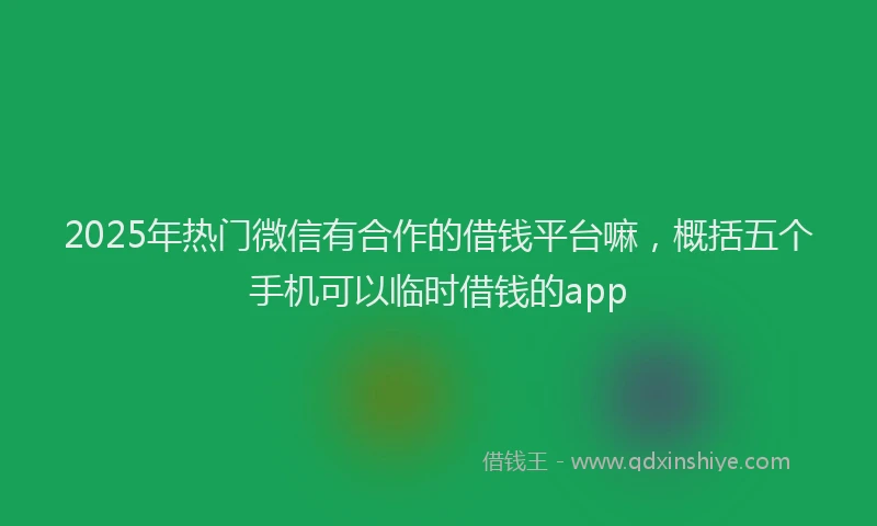 2025年热门微信有合作的借钱平台嘛，概括五个手机可以临时借钱的app