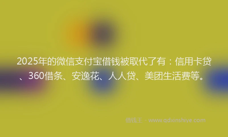 2025年的微信支付宝借钱被取代了有：信用卡贷、360借条、安逸花、人人贷、美团生活费等。