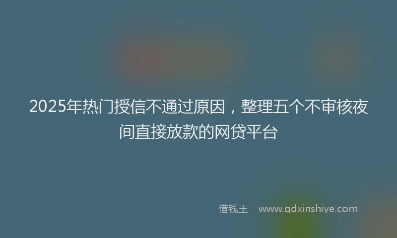 2025年热门授信不通过原因，整理五个不审核夜间直接放款的网贷平台