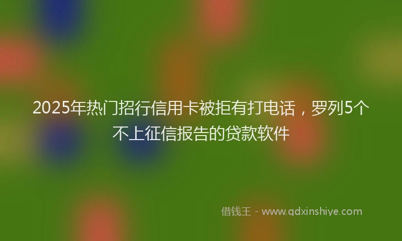 2025年热门招行信用卡被拒有打电话，罗列5个不上征信报告的贷款软件