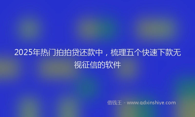 2025年热门拍拍贷还款中，梳理五个快速下款无视征信的软件