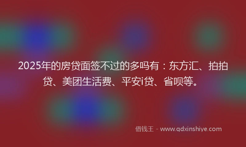 2025年的房贷面签不过的多吗有：东方汇、拍拍贷、美团生活费、平安i贷、省呗等。