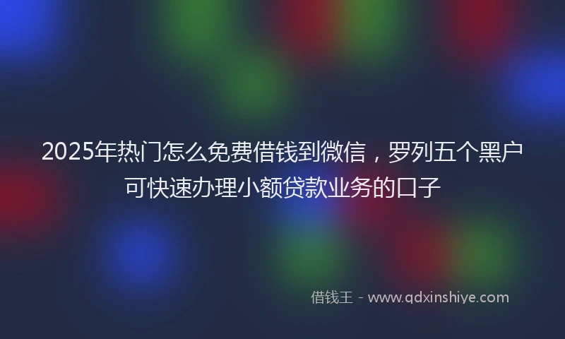 2025年热门怎么免费借钱到微信，罗列五个黑户可快速办理小额贷款业务的口子