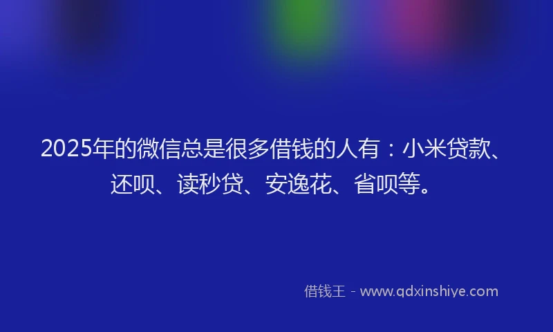2025年的微信总是很多借钱的人有：小米贷款、还呗、读秒贷、安逸花、省呗等。