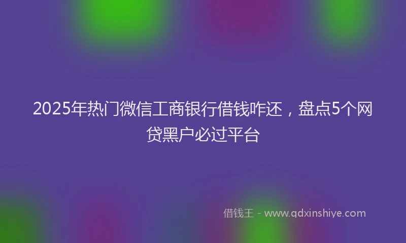 2025年热门微信工商银行借钱咋还，盘点5个网贷黑户必过平台