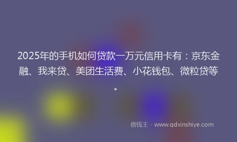 2025年的手机如何贷款一万元信用卡有：京东金融、我来贷、美团生活费、小花钱包、微粒贷等。
