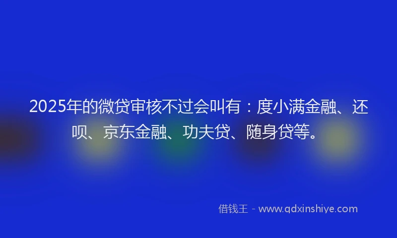 2025年的微贷审核不过会叫有：度小满金融、还呗、京东金融、功夫贷、随身贷等。