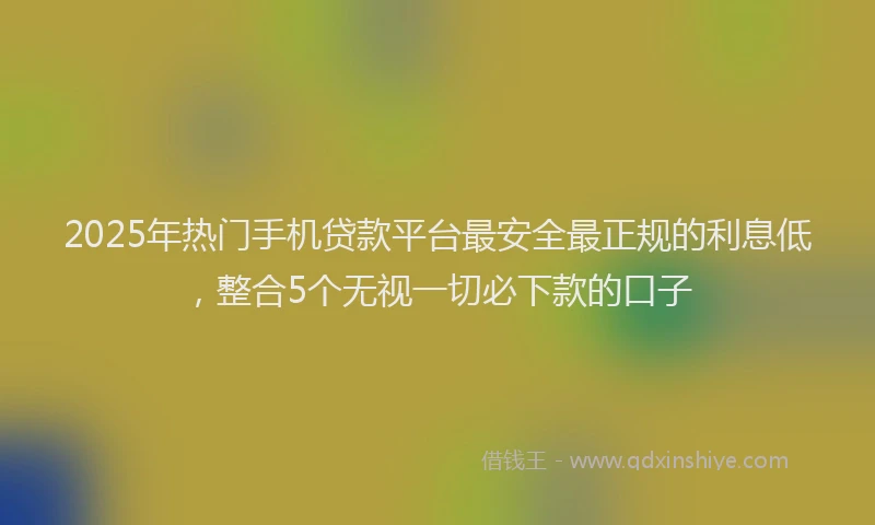 2025年热门手机贷款平台最安全最正规的利息低，整合5个无视一切必下款的口子