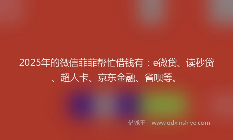 2025年的微信菲菲帮忙借钱有：e微贷、读秒贷、超人卡、京东金融、省呗等。