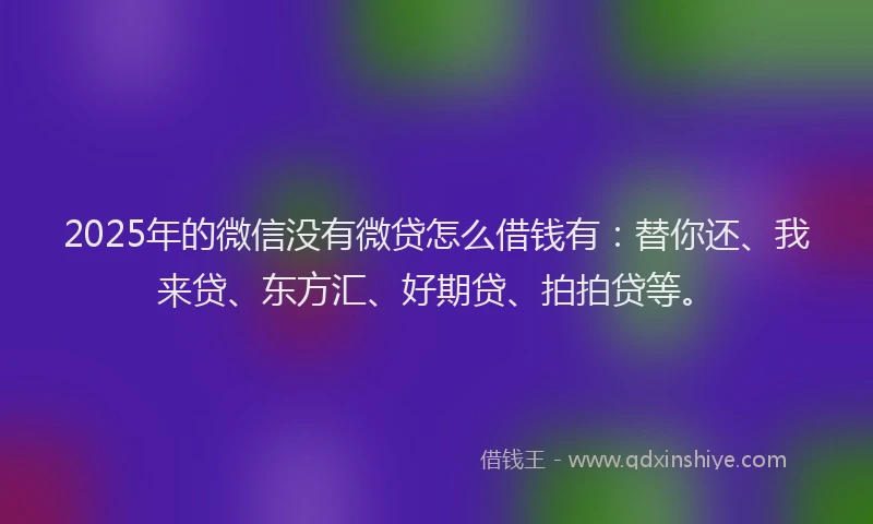 2025年的微信没有微贷怎么借钱有：替你还、我来贷、东方汇、好期贷、拍拍贷等。