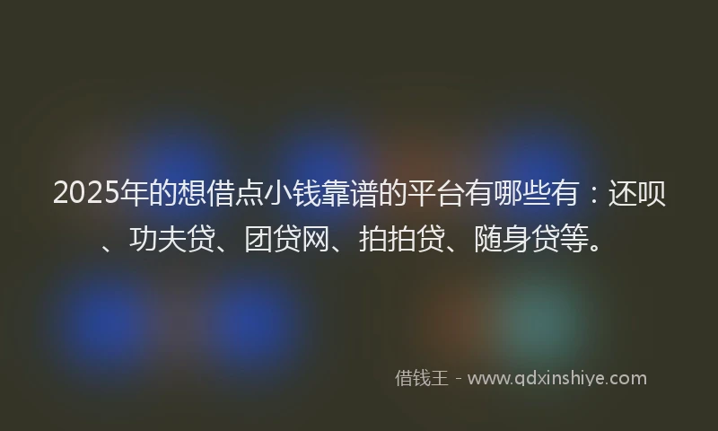 2025年的想借点小钱靠谱的平台有哪些有：还呗、功夫贷、团贷网、拍拍贷、随身贷等。