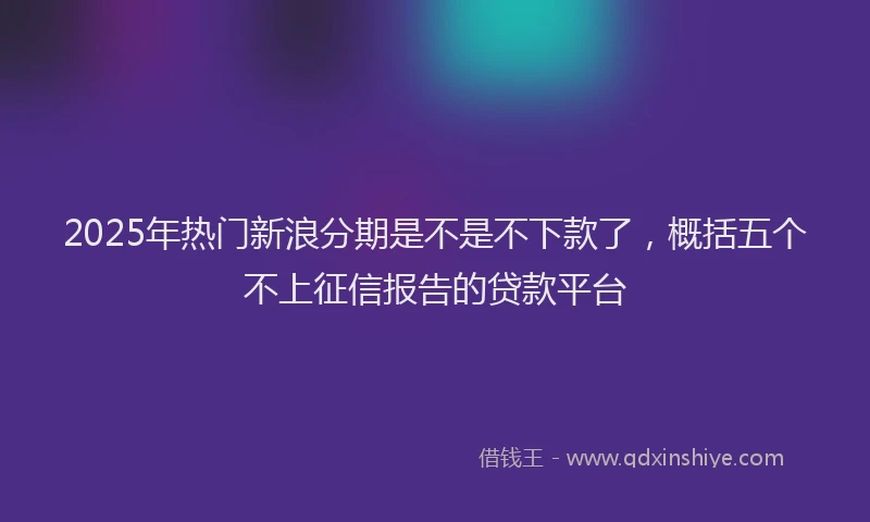 2025年热门新浪分期是不是不下款了，概括五个不上征信报告的贷款平台