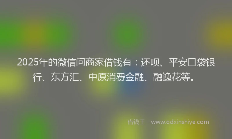 2025年的微信问商家借钱有：还呗、平安口袋银行、东方汇、中原消费金融、融逸花等。