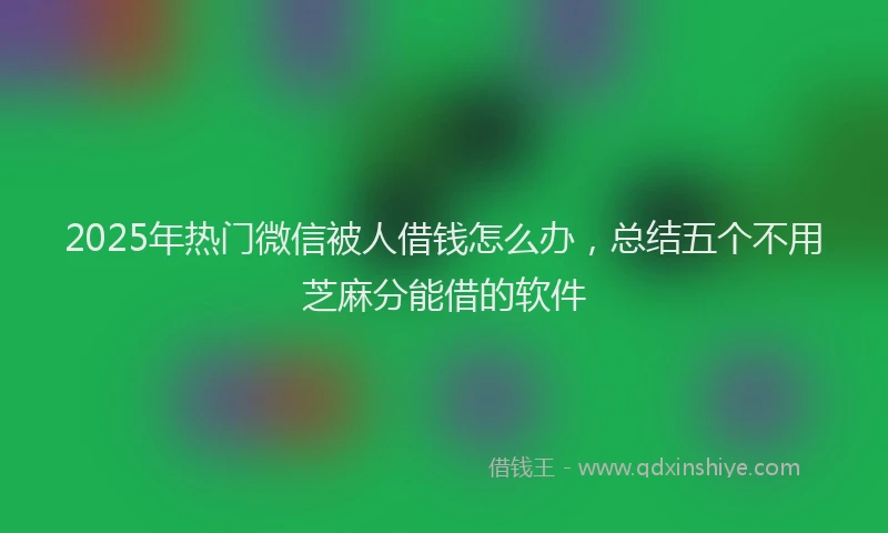 2025年热门微信被人借钱怎么办，总结五个不用芝麻分能借的软件