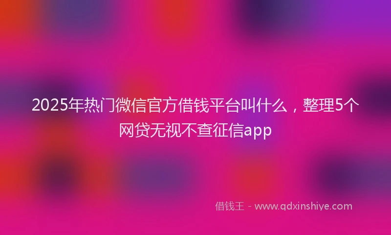 2025年热门微信官方借钱平台叫什么，整理5个网贷无视不查征信app