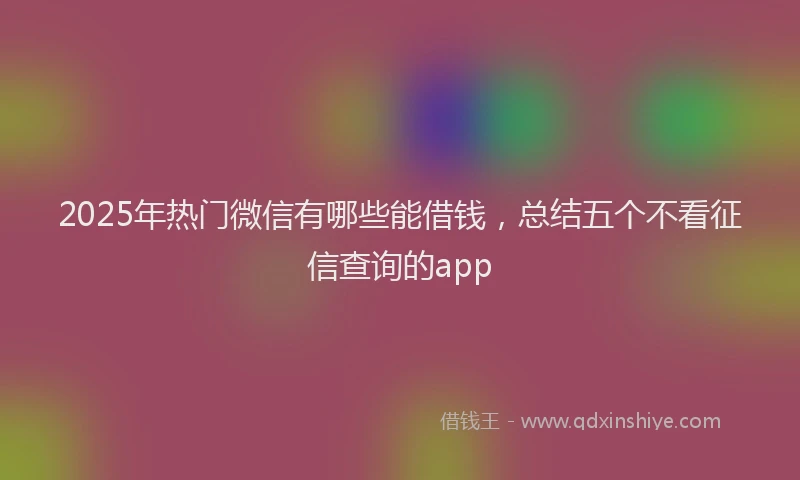 2025年热门微信有哪些能借钱，总结五个不看征信查询的app