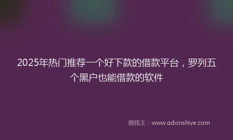 2025年热门推荐一个好下款的借款平台，罗列五个黑户也能借款的软件
