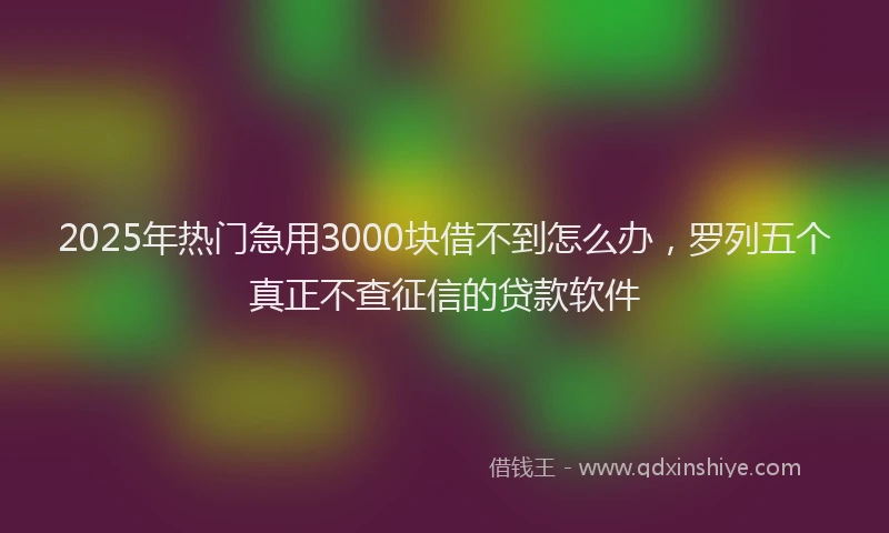 2025年热门急用3000块借不到怎么办，罗列五个真正不查征信的贷款软件