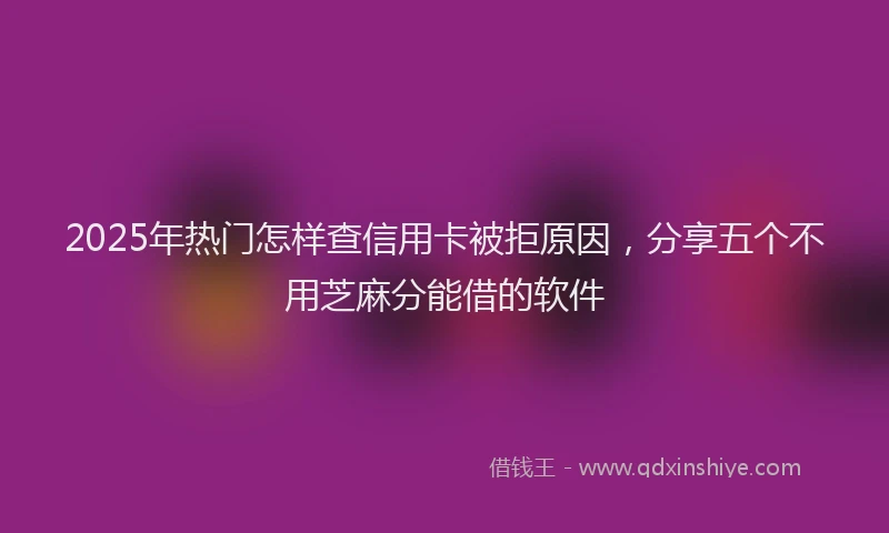 2025年热门怎样查信用卡被拒原因，分享五个不用芝麻分能借的软件