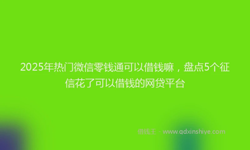 2025年热门微信零钱通可以借钱嘛，盘点5个征信花了可以借钱的网贷平台