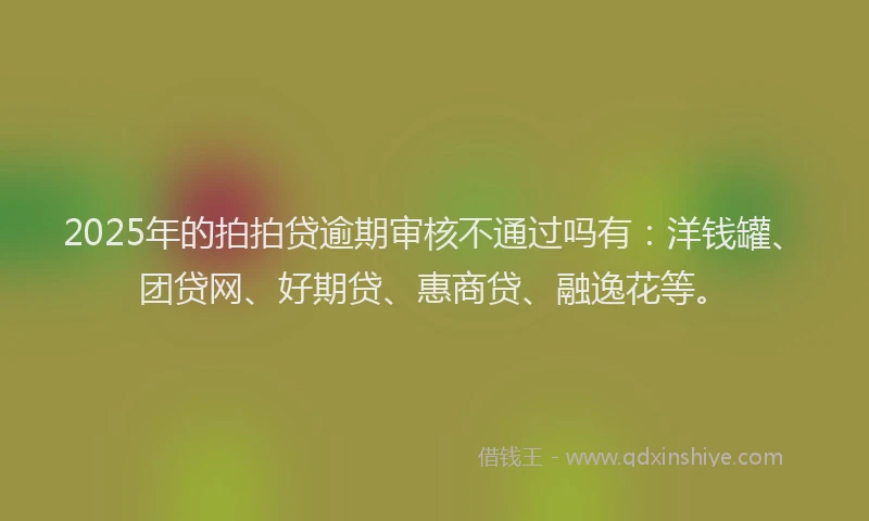 2025年的拍拍贷逾期审核不通过吗有：洋钱罐、团贷网、好期贷、惠商贷、融逸花等。