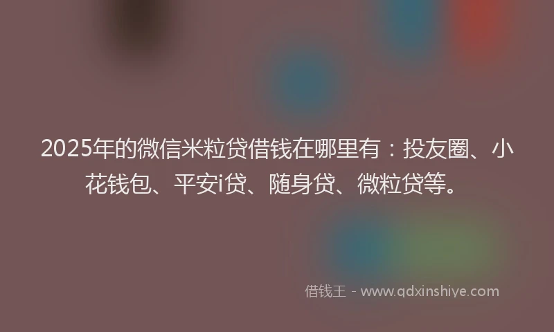 2025年的微信米粒贷借钱在哪里有：投友圈、小花钱包、平安i贷、随身贷、微粒贷等。