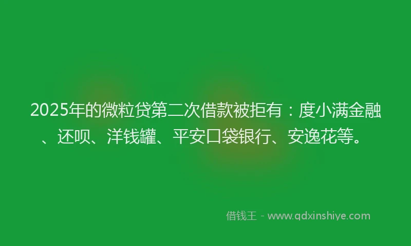 2025年的微粒贷第二次借款被拒有：度小满金融、还呗、洋钱罐、平安口袋银行、安逸花等。