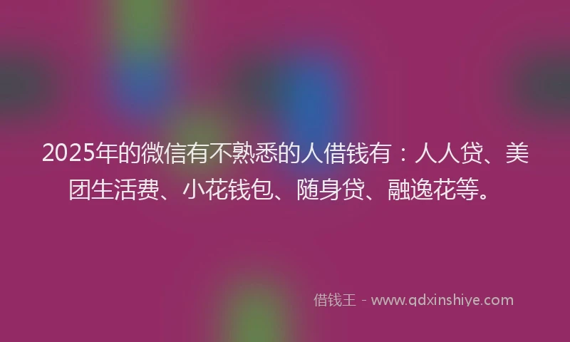 2025年的微信有不熟悉的人借钱有：人人贷、美团生活费、小花钱包、随身贷、融逸花等。