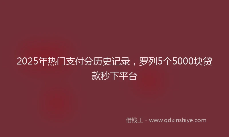 2025年热门支付分历史记录，罗列5个5000块贷款秒下平台