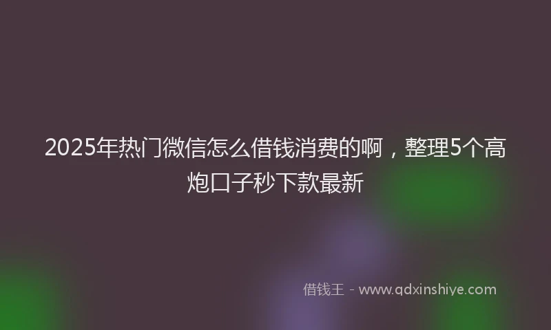 2025年热门微信怎么借钱消费的啊，整理5个高炮口子秒下款最新