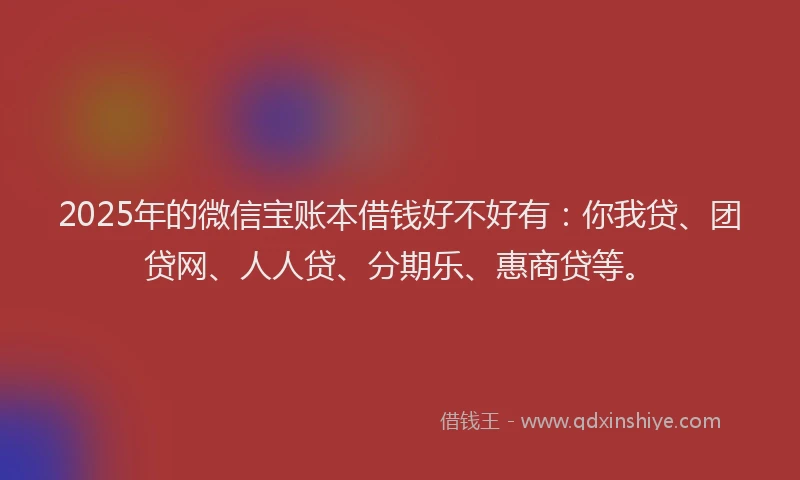 2025年的微信宝账本借钱好不好有：你我贷、团贷网、人人贷、分期乐、惠商贷等。