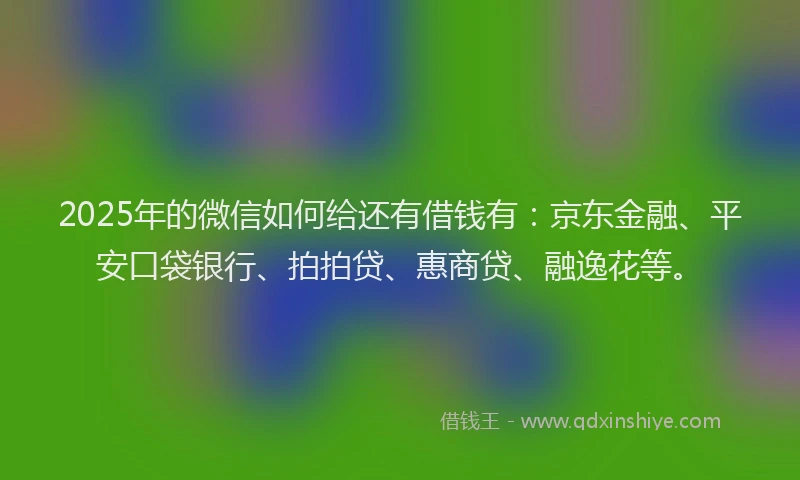 2025年的微信如何给还有借钱有：京东金融、平安口袋银行、拍拍贷、惠商贷、融逸花等。