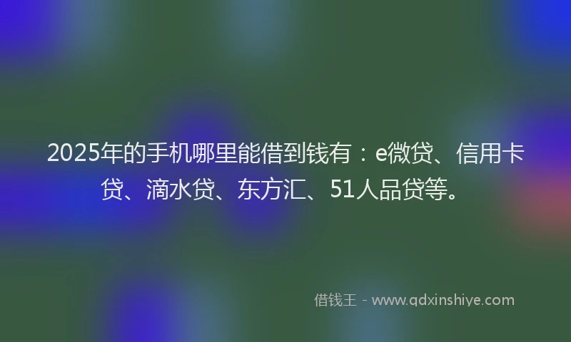 2025年的手机哪里能借到钱有：e微贷、信用卡贷、滴水贷、东方汇、51人品贷等。