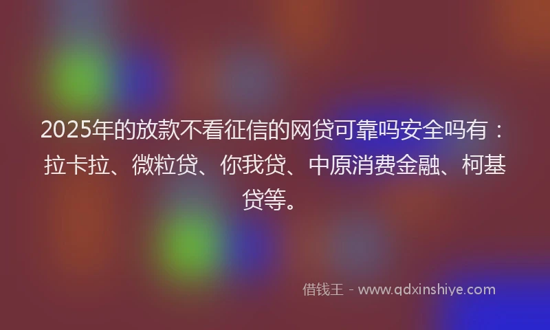 2025年的放款不看征信的网贷可靠吗安全吗有：拉卡拉、微粒贷、你我贷、中原消费金融、柯基贷等。