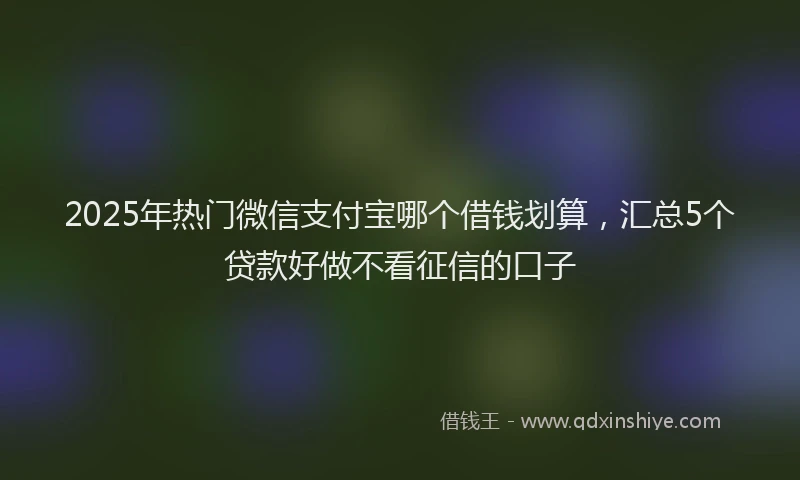 2025年热门微信支付宝哪个借钱划算，汇总5个贷款好做不看征信的口子