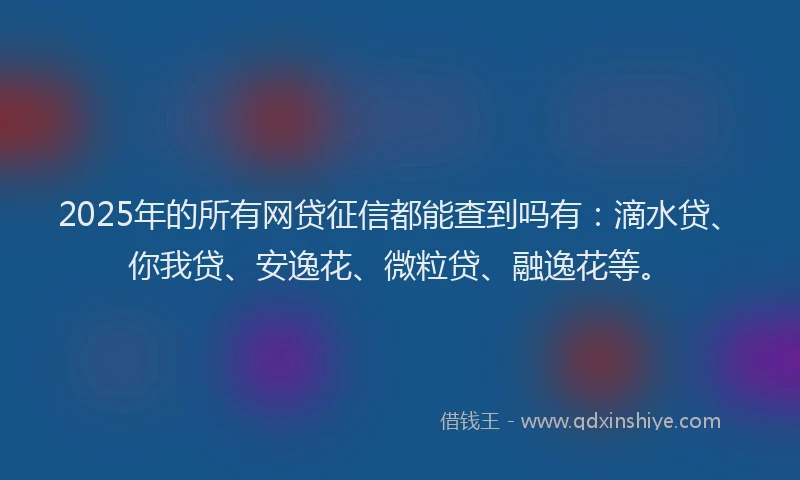 2025年的所有网贷征信都能查到吗有：滴水贷、你我贷、安逸花、微粒贷、融逸花等。