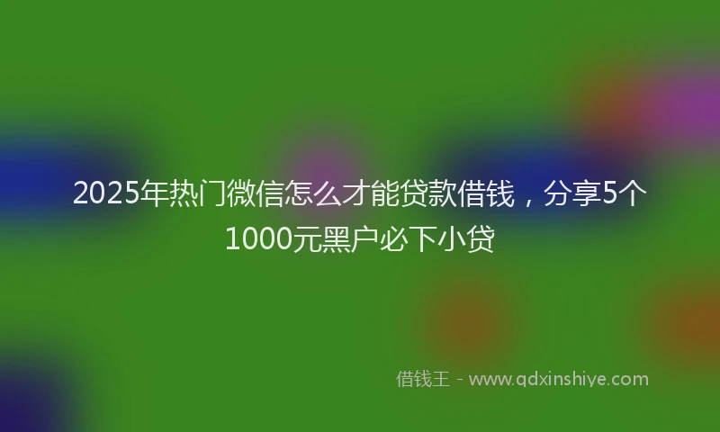 2025年热门微信怎么才能贷款借钱，分享5个1000元黑户必下小贷