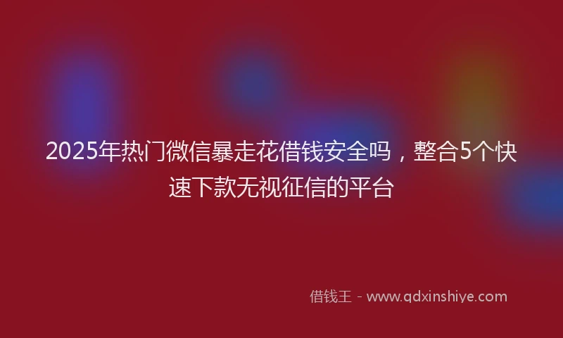 2025年热门微信暴走花借钱安全吗，整合5个快速下款无视征信的平台