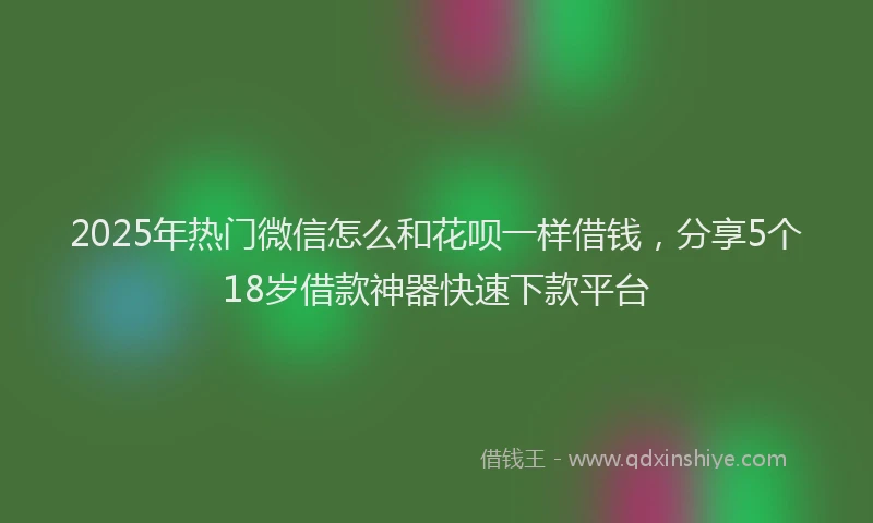 2025年热门微信怎么和花呗一样借钱，分享5个18岁借款神器快速下款平台