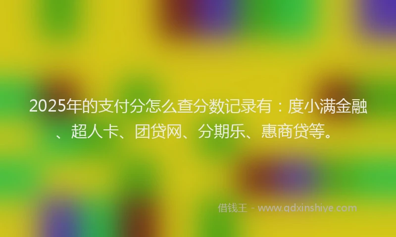 2025年的支付分怎么查分数记录有：度小满金融、超人卡、团贷网、分期乐、惠商贷等。